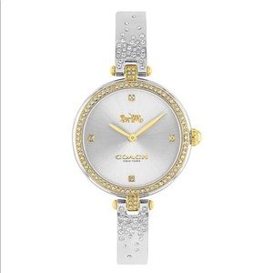 COACH Park Crystal Bezel Two Tone Bangle Watch